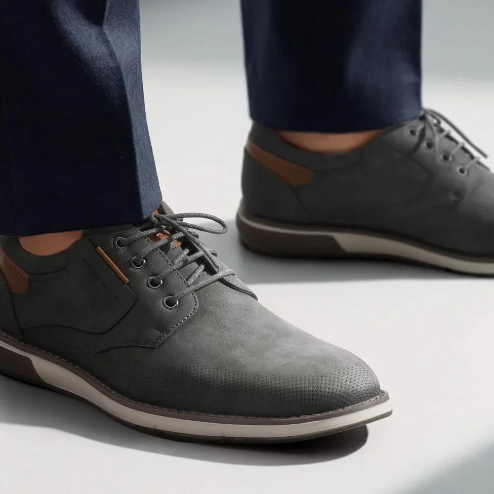 Casual Dress Oxford Shoes Men's Grey-Waxy Business Formal Comfort Derby Sneakers